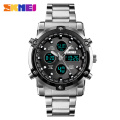 SKMEI 1389 Stainless Steel Quartz Watch Men 50M Waterproof Dual Time Zone china Watch